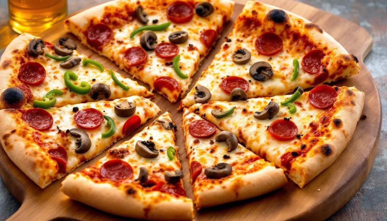 Giant New York-style pizza slices from Madison Avenue Pizza, perfect for pizza lovers.